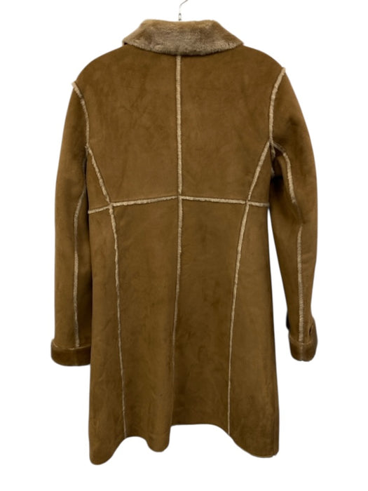 Andrew Marc Size S Beige & Brown Polyester Long Sleeve Button Front Collar Coat Beige & Brown / S