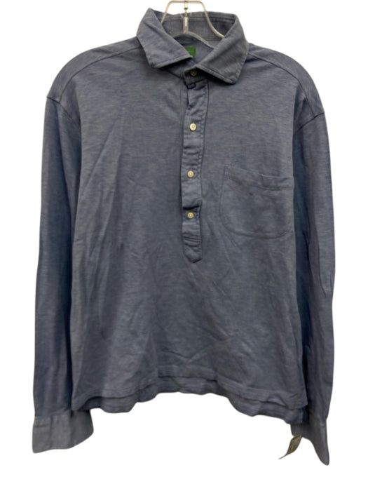 Sid Mashburn Size S Blue Cotton Solid Polo Men's Long Sleeve Shirt Blue / S