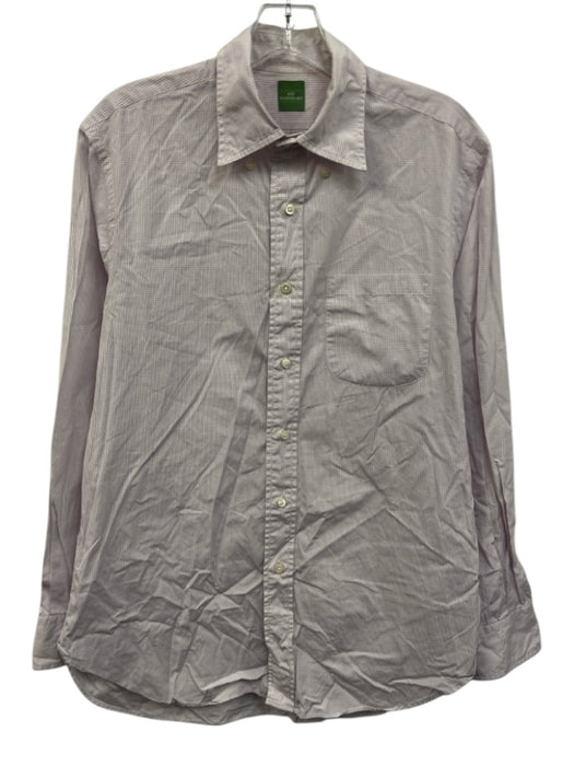 Sid Mashburn Size Est M White & Purple Cotton Grid Button Up Long Sleeve Shirt White & Purple / Est M