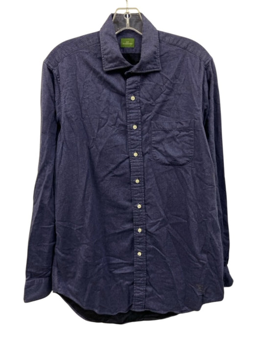Sid Mashburn Size M Blue Cotton Solid Button Up Men's Long Sleeve Shirt Blue / M