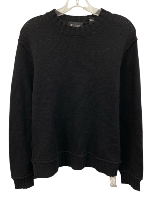 Barneys New York Size M Black Wool Blend Solid Crew Men's Sweater Black / M