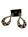 Black, Gold, Clear Rhinestone Teardrop Clip On Earrings Black, Gold, Clear