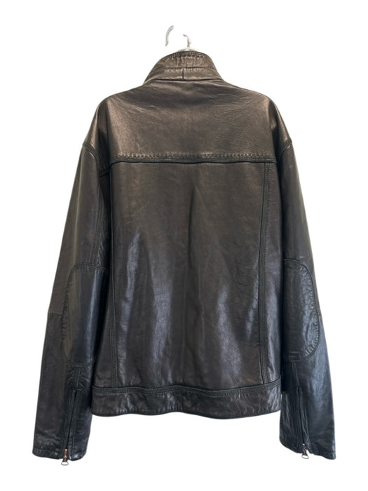 Carbon2Cobalt Size XL Black Leather Solid Zipper Men's Jacket Black / XL