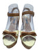 Prada Shoe Size 37.5 Brown & Cream Leather Cork Bow Ankle Buckle Sandals Brown & Cream / 37.5