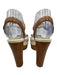 Prada Shoe Size 37.5 Brown & Cream Leather Cork Bow Ankle Buckle Sandals Brown & Cream / 37.5