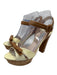 Prada Shoe Size 37.5 Brown & Cream Leather Cork Bow Ankle Buckle Sandals Brown & Cream / 37.5