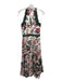 Anthropologie Size 6 Hunter Green, White & Multi Viscose Sleeveless Floral Dress Hunter Green, White & Multi / 6