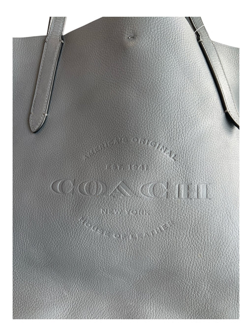 Coach Gray Leather Tote Shoulder Bag Logo accent Purse Gray / Medium