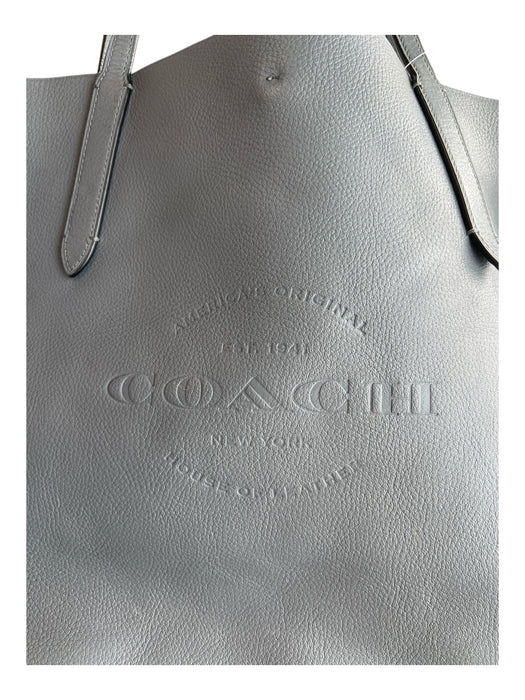 Coach Gray Leather Tote Shoulder Bag Logo accent Purse Gray / Medium