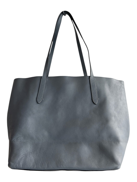 Coach Gray Leather Tote Shoulder Bag Logo accent Purse Gray / Medium