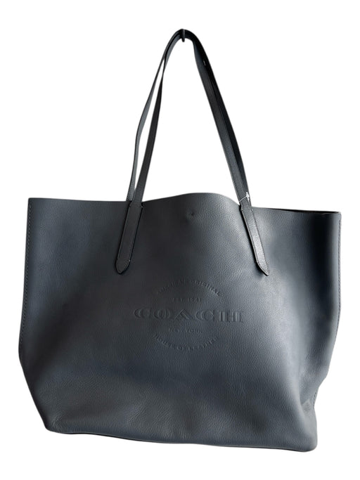 Coach Gray Leather Tote Shoulder Bag Logo accent Purse Gray / Medium