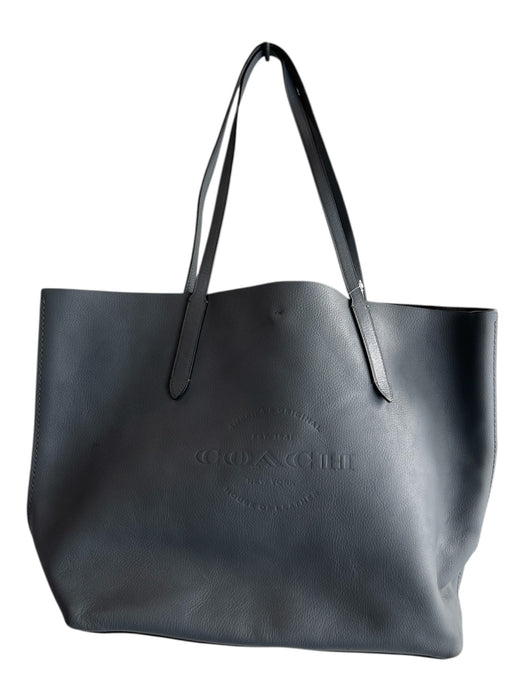 Coach Gray Leather Tote Shoulder Bag Logo accent Purse Gray / Medium