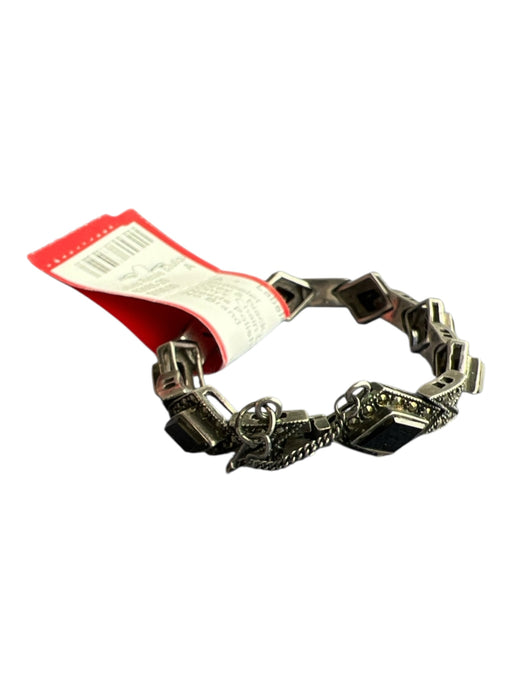 No Brand Grey & Black Sterling Silver Rhombus Onyx Chain Detail Bracelet Grey & Black