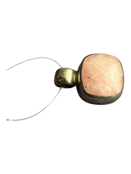 No Brand Pink Sterling Silver Rose Quartz Square Pendant Pink