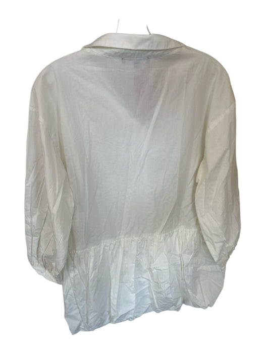 Lulus Size S White Cotton Button Down Long Sleeve Collar Bubble Skirt Dress White / S