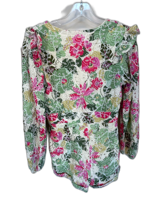 Line & Dot Size S Green & Pink Polyester Low Top Long Sleeve Romper Green & Pink / S