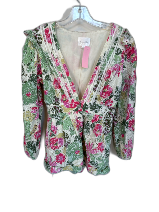 Line & Dot Size S Green & Pink Polyester Low Top Long Sleeve Romper Green & Pink / S