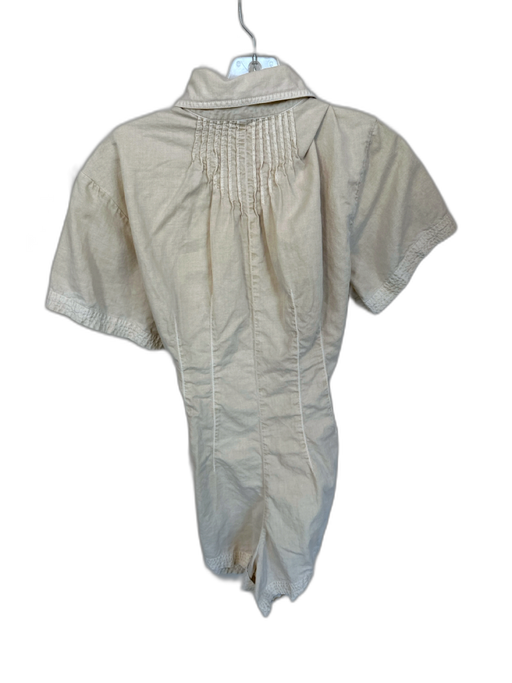 Free People Size Est S Creme Collar Button Down Waist Tie Romper Creme / Est S