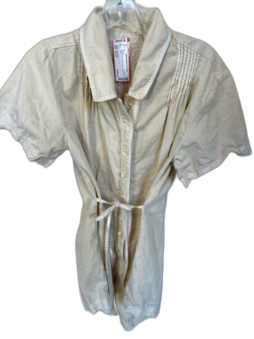 Free People Size Est S Creme Collar Button Down Waist Tie Romper Creme / Est S