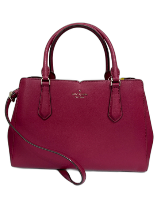 Kate Spade Burgundy Red Leather Open Top Removable Strap Top Handle Bag Burgundy Red