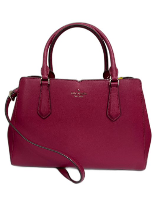 Kate Spade Burgundy Red Leather Open Top Removable Strap Top Handle Bag Burgundy Red