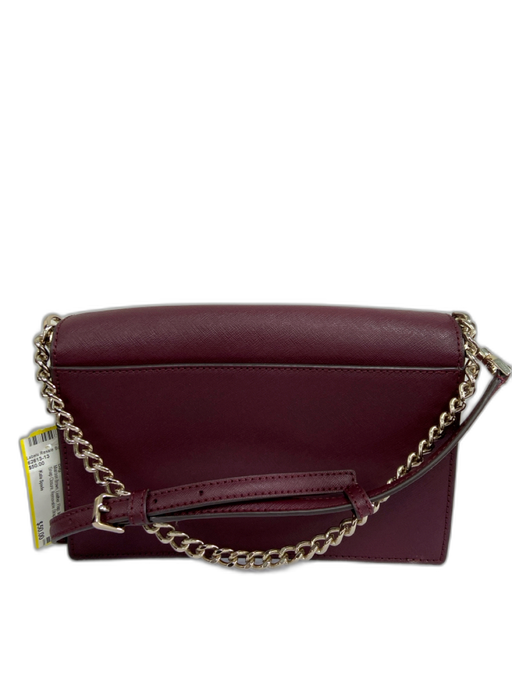 Kate Spade Maroon Brown Leather Flap Magnetic Snap Closure Removable Strap Bag Maroon Brown