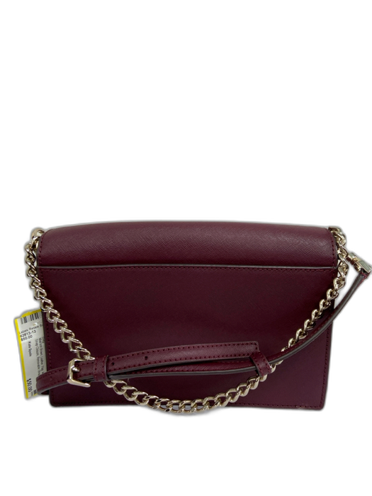 Kate Spade Maroon Brown Leather Flap Magnetic Snap Closure Removable Strap Bag Maroon Brown