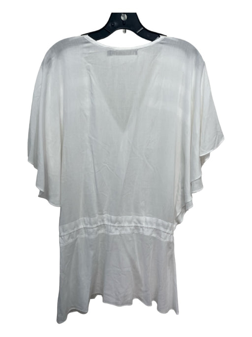 Vix Paula Hermanny Size S White Modal V Neck Drawstring Waist Batwing Top White / S