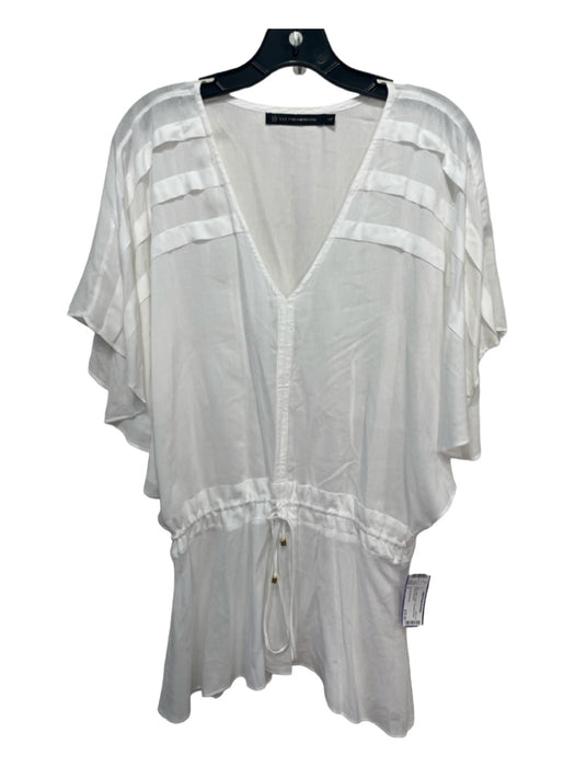 Vix Paula Hermanny Size S White Modal V Neck Drawstring Waist Batwing Top White / S