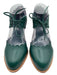 Elf Shoe Size 7 Dark Green Leather Upper Scalloped Perforated Almond Toe Pumps Dark Green / 7