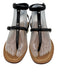 Prada Shoe Size 37 Black Leather Silver Hardware Ankle Buckle Flat Sandals Black / 37