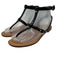 Prada Shoe Size 37 Black Leather Silver Hardware Ankle Buckle Flat Sandals Black / 37