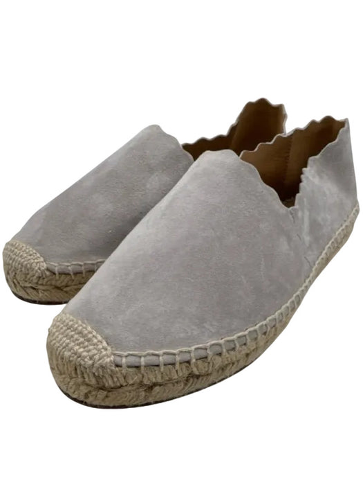 Chloe Shoe Size 37 Taupe Beige Suede Scallop Detail Espadrille Flats Taupe Beige / 37