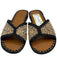 Carrie Forbes Shoe Size 38 Black & Beige Raffia Mule Slide Woven Sandals Black & Beige / 38