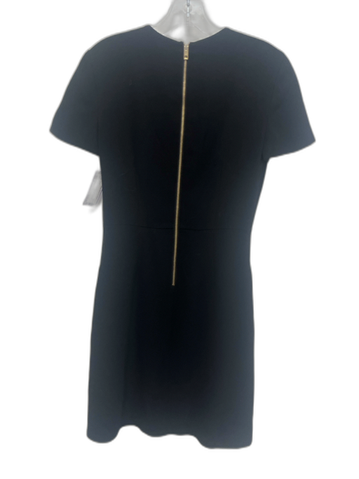 Burberry Size 4 Black Acetate Blend Short Sleeve V Neck Pleated Back Zip Dress Black / 4