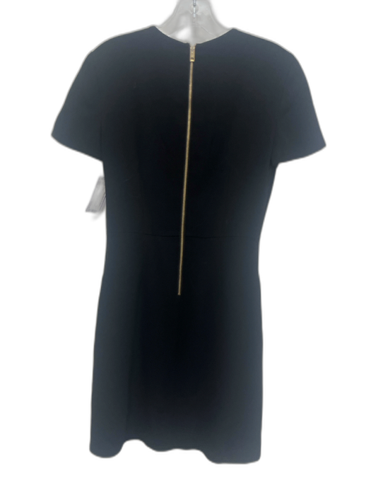 Burberry Size 4 Black Acetate Blend Short Sleeve V Neck Pleated Back Zip Dress Black / 4