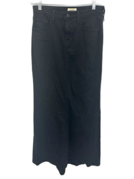 L'agence Size 26 Black Cotton Denim High Rise Pockets Maxi Skirt Black / 26