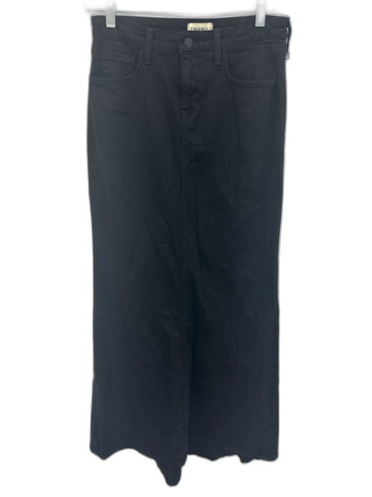 L'agence Size 26 Black Cotton Denim High Rise Pockets Maxi Skirt Black / 26