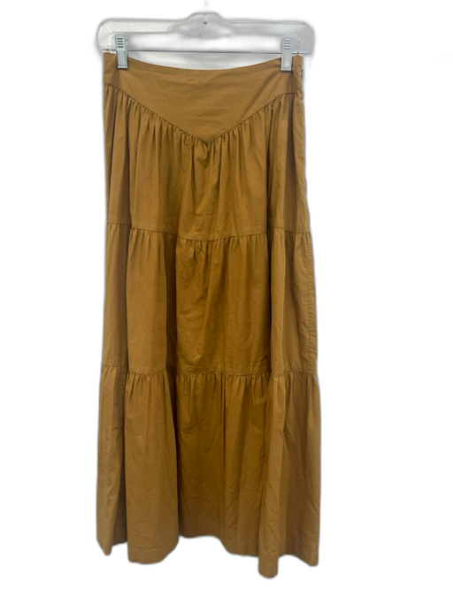 Doen Size Small Khaki Tan Cotton Tiered Maxi Skirt Khaki Tan / Small