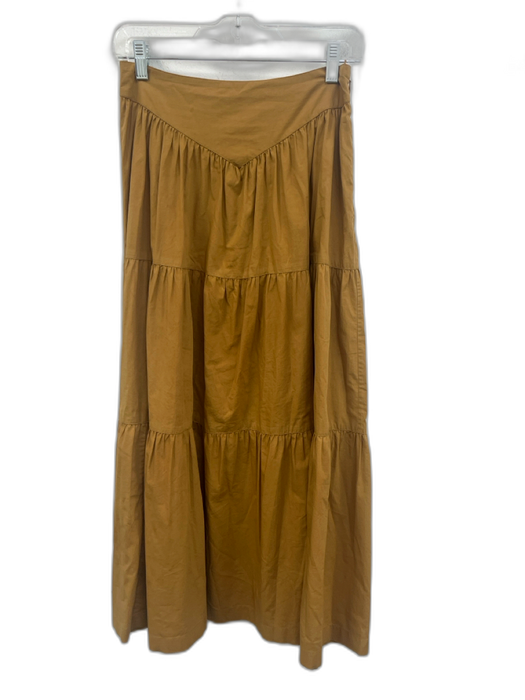 Doen Size Small Khaki Tan Cotton Tiered Maxi Skirt Khaki Tan / Small