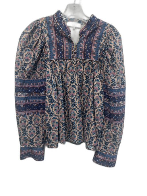 Sea New York Size Small Blue, Purple, Pink Cotton Blend Long puff sleeve Top Blue, Purple, Pink / Small