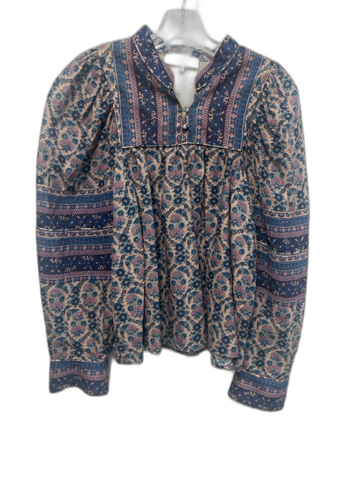 Sea New York Size Small Blue, Purple, Pink Cotton Blend Long puff sleeve Top Blue, Purple, Pink / Small
