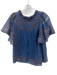 Sea New York Size Small Blue, Red, Green Cotton Short Sleeve Floral Gathered Top Blue, Red, Green / Small