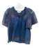 Sea New York Size Small Blue, Red, Green Cotton Short Sleeve Floral Gathered Top Blue, Red, Green / Small