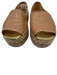 Prada Shoe Size 37 Beige & Gold Leather Upper Peep Toe Logo Embossed Espadrille Beige & Gold / 37