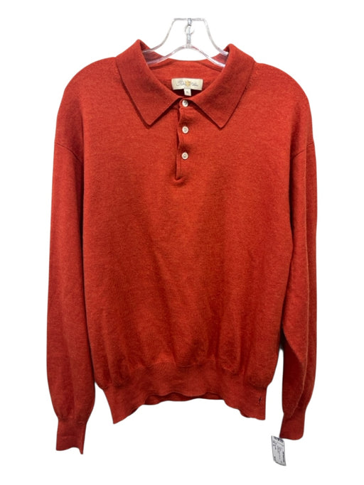 Peter Millar Size XL Orange Cashmere Solid Polo Men's Sweater XL