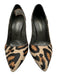 Versace Shoe Size 38 Brown & Red Pony Hair Pointed Toe Leopard Patent Pumps Brown & Red / 38