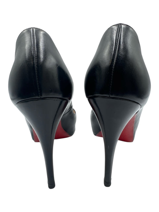 Christian Louboutin Shoe Size 39 Black Leather Peep Toe Platform Pumps Black / 39