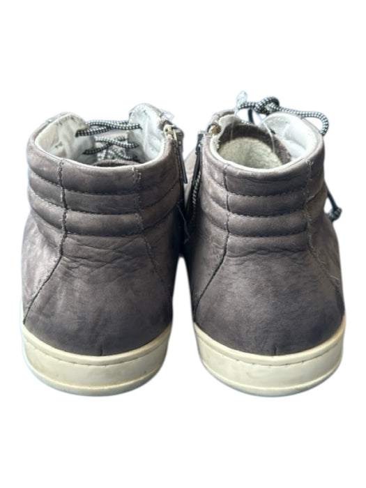 P448 Shoe Size 43 Gray Leather High Top Side Zip Athletic Men's Sneakers 43