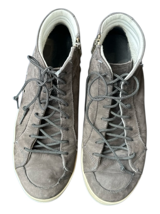 P448 Shoe Size 43 Gray Leather High Top Side Zip Athletic Men's Sneakers 43